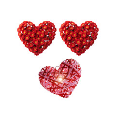 Decorative heart-shaped woven art with candle isolated on transparent background, isolated on white background, illustration