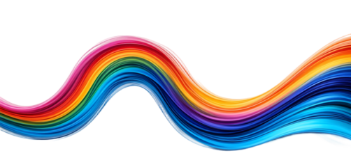 Abstract Rainbow Wave with Bold Saturated Colors Isolated on Transparent Background