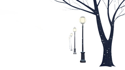 Snowy Street Lamp Post Winter Night Tree Silhouette streetlamp, lamppost, winter, snow, night, tree, silhouette, glowing, lantern, pathway, streetlight, cold, darkness, serene, atmospheric, lonely