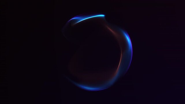Abstract blue and brown glowing energy sphere with smooth flowing plasma on dark background. Futuristic digital orb animation in 4K 60fps seamless loop for technology, sci fi and motion design.