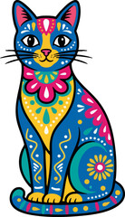 Colorful Decorative Cat Graphic Vector Illustration