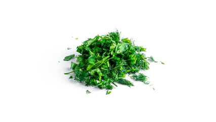Fresh herbs-parsley, dill, onion isolated on a white background. High quality photo