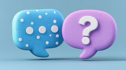 Colorful 3 d speech bubbles with question mark for communication concepts