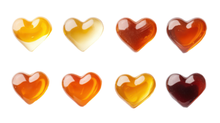 Colorful heart candies, valentine's day, love concept, isolated on transparent background