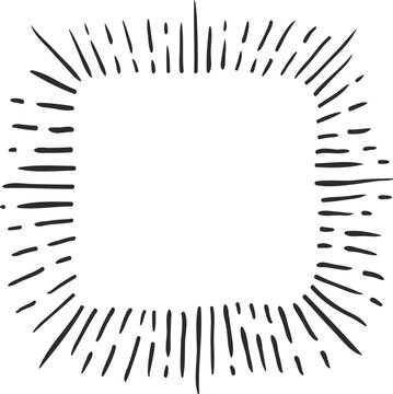 Hand drawn square frame with bursting sunbeam lines