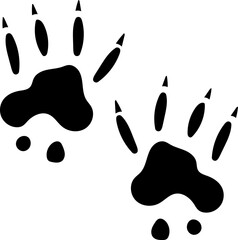 Raccoon tracks black silhouette on white background © Tartila