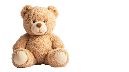 Adorable valentine's teddy bear, soft toy, love symbol, isolated on transparent background
