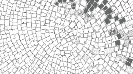 Obraz premium Abstract radial mosaic pattern with irregular tesserae and varied textures creating a dynamic visual effect