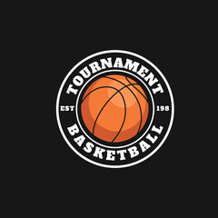 Basketball Tournament Badge Logo for School and Community Sports Event