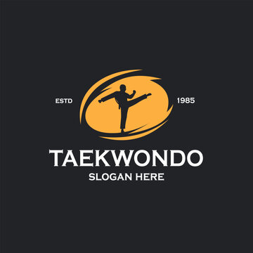 Martial Arts Taekwondo Kick Silhouette Logo