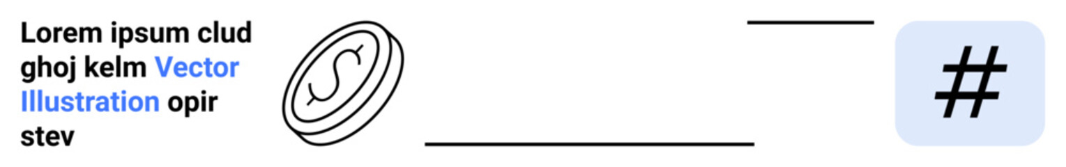 Obraz premium Coin with S symbol and metadata tag highlighted against minimal design. Ideal for networking, branding, fintech, communication, marketing, cryptocurrency, digital media. Perfect for simple landing