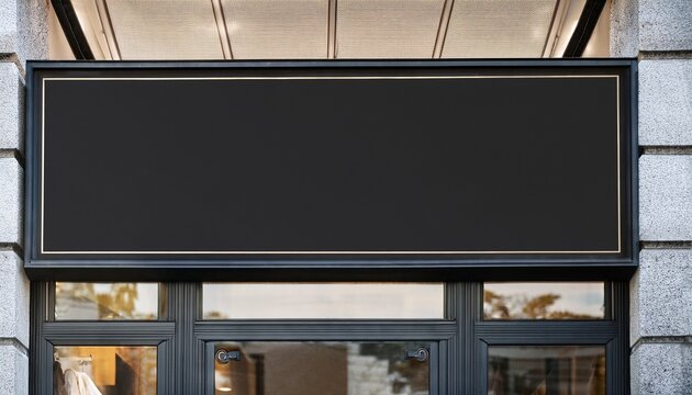 horizontal black empty signage on clothes shop front with glass windows website header creative banner copyspace image
