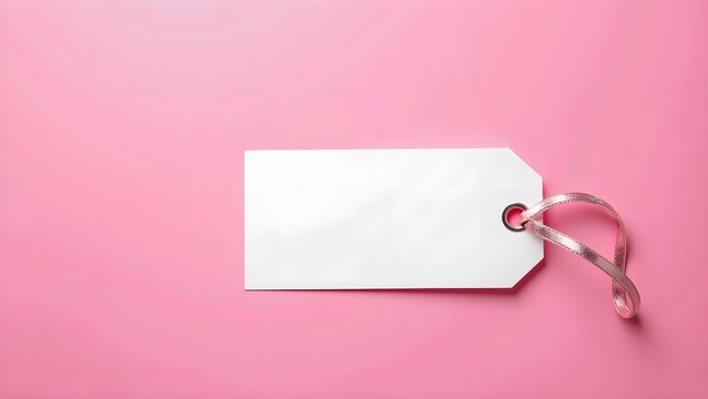Blank White Tag on Electric Pink Background with Smooth Clean Finish
