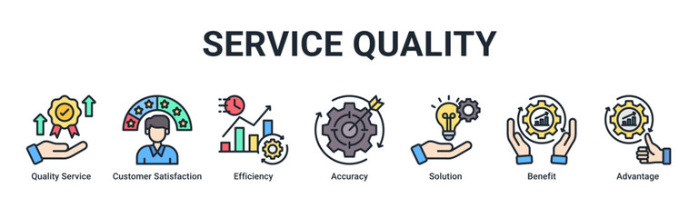 Service Quality banner emphasizing reliable service delivery, customer satisfaction, and performance excellence