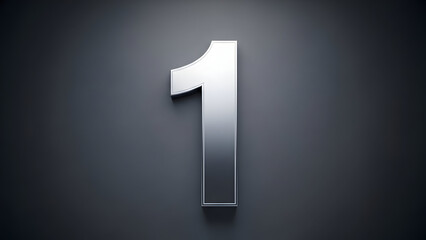 A large metallic number one on a dark background