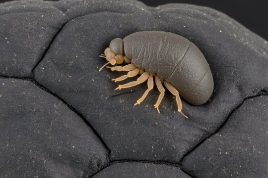 Microscopic Dust Mite Crawling on Fabric Fiber Texture