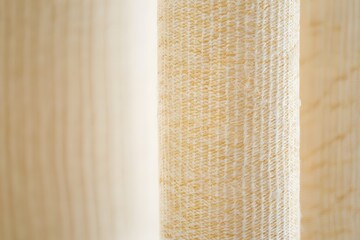 Close-up of Cream Beige Ribbed Fabric Texture