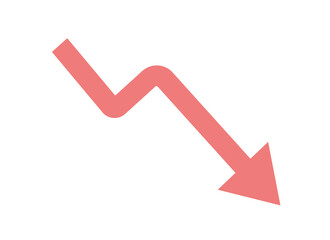 Red downward zigzag arrow on transparent background 