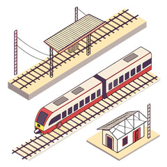 Modern train station with arriving train