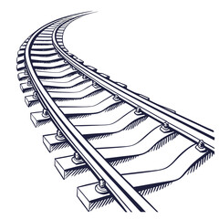 Curved railway track