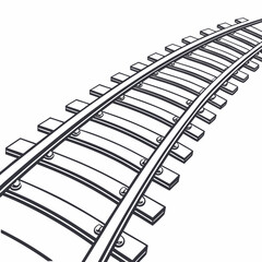 Railroad tracks curving gently