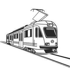Modern electric train traveling on rails