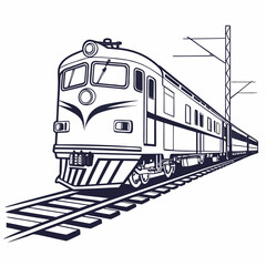 Electric train traveling on rails