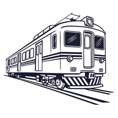 Modern electric train traveling on rails