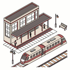 Modern train station with passengers