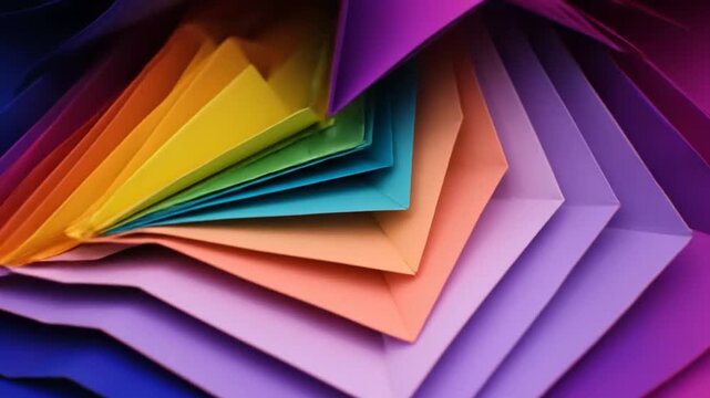 Vibrant Rainbow Color Paper Background. Biodegradable material creative motion graphic animation video. latest creative trending background video. 
