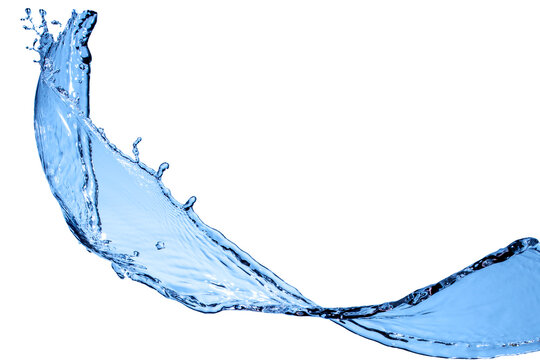 Water Splash With Droplets on White Background