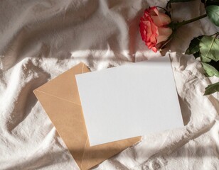 Valentine love letter with heart seal isolated on background, romantic flat lay