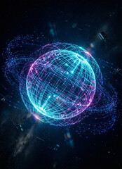 Obraz premium Glowing neural network sphere with vibrant energy lines isolated on transparent background