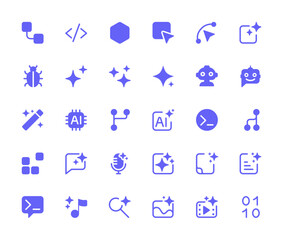 Ai icon vector set. Artificial intelligence solid icons.