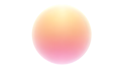 Oval shaped object isolated on transparent background with pink and yellow hues