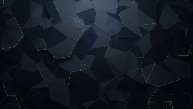 Abstract dark background with geometric shapes and neon lines creating a modern design - Powered by Adobe