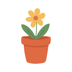 Potted flower illustration showing a blooming houseplant, perfect for interior decor blogs, cozy living visuals, and simple botanical design themes.