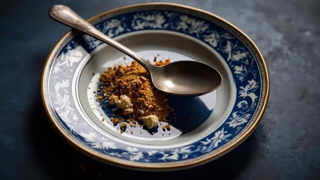 Elegant plate with spices and spoon ready for culinary presentation