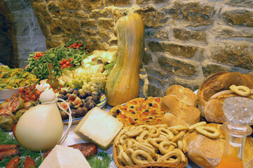 set of typical products from Puglia region in Italy