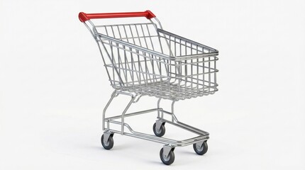 Empty shopping cart isolated on white background,retail and commerce symbol for grocery,supermarket and consumer purchase