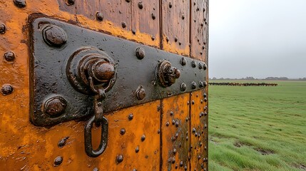 Rusty Door Opens to Farm.