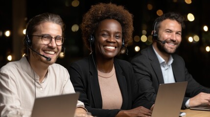 a group of people working together on digital devices, using ai technology to design and create marketing materials for their business