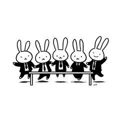 Obraz premium Bunnies in Suits Jumping on Table