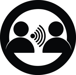 Silhouette illustration of two people communicating with wireless signal vector