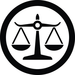 Silhouette justice scales symbol in circle illustration vector