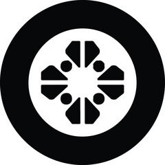 Silhouette of a car wheel rim with spokes and tire illustration vector