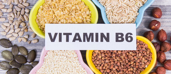Healthy ingredients containing vitamin B6 and minerals. Nutritious eating