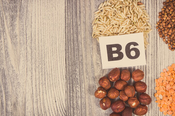 Various ingredients as source natural vitamin B6, minerals and fiber. Healthy eating. Place for text