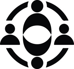 Silhouette people in circular connection forming community group illustration vector