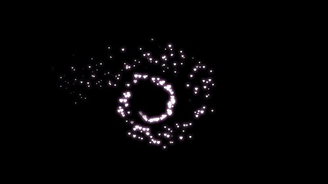Magical white glitter particles forming a heart shape on a black background with smooth sparkle motion, elegant glow effects, and a romantic Valentine's feeling for love overlays